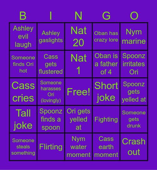 Session 1 Bingo Card
