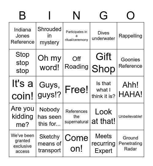 Expedition Unknown Bingo Card