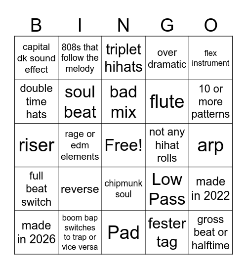 My Beats Bingo (finished) Bingo Card