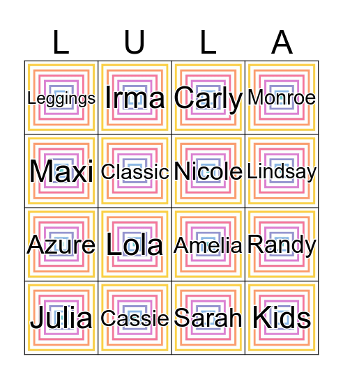 LuLaRoe Bingo Card