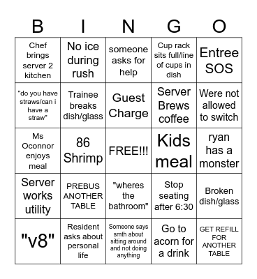 SERVER BINGO Card