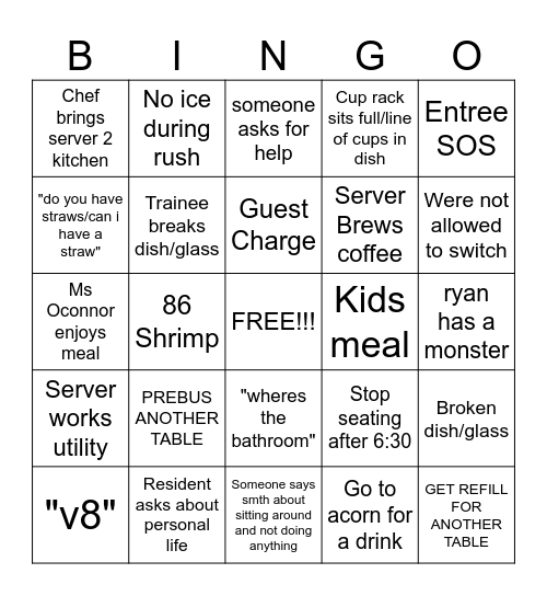 SERVER BINGO Card
