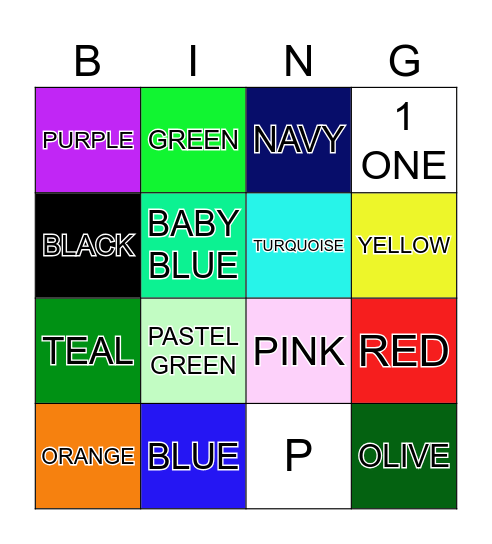 COLOURS AND NUMBERS Bingo Card