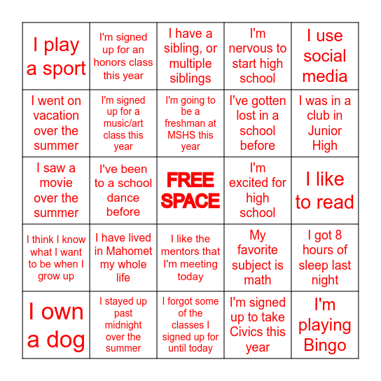Get to Know You Bingo Card