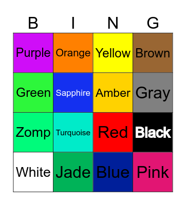 Colors Bingo Card