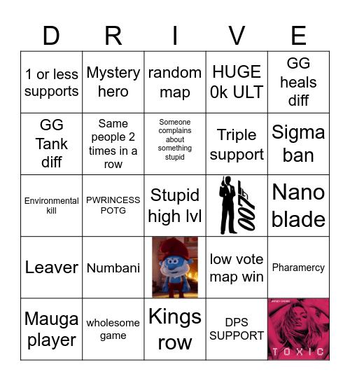 Comp Drives Bingo Card