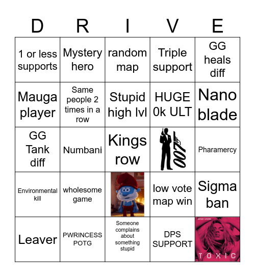 Comp Drives Bingo Card