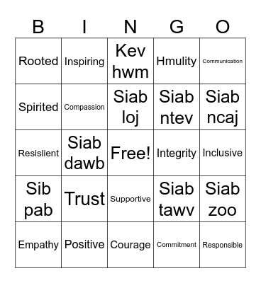 Leadership Bingo Card
