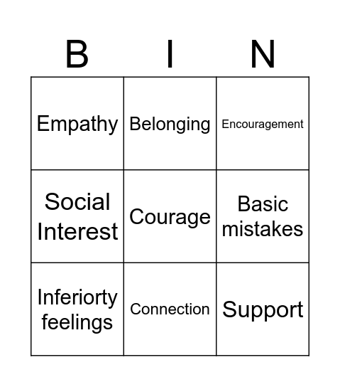 ADLERIAN BINGO Card