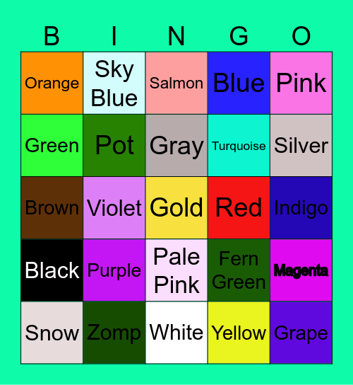 Color Bingo Card