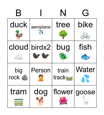 Nature Bingo Card