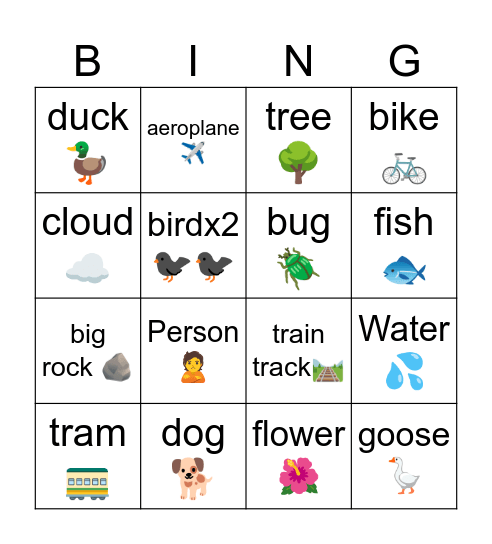 Nature Bingo Card