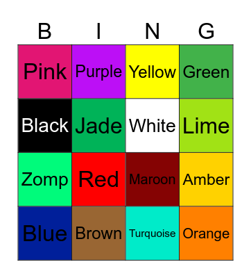Colors Bingo Card