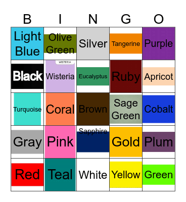 Colors Bingo Card