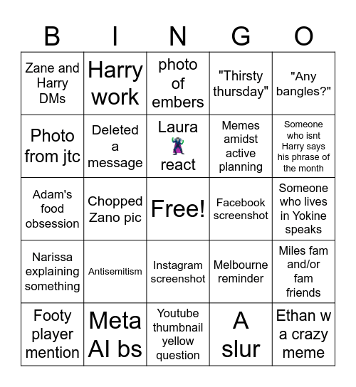 Sadmano GC Bingo Card