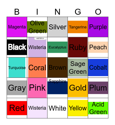 Colors Bingo Card