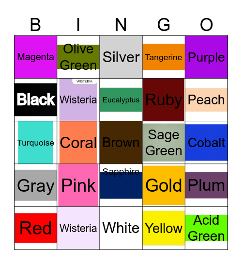 Colors Bingo Card