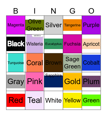 Colors Bingo Card