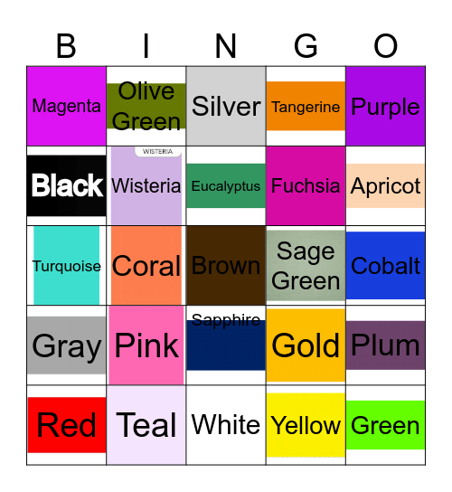 Colors Bingo Card