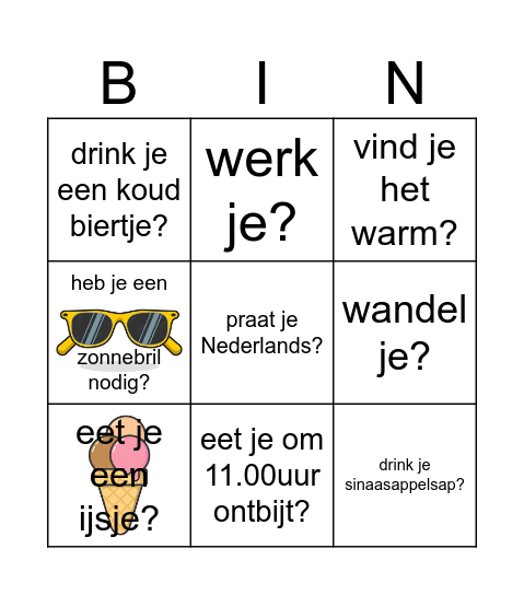 In deze zomer ... Bingo Card