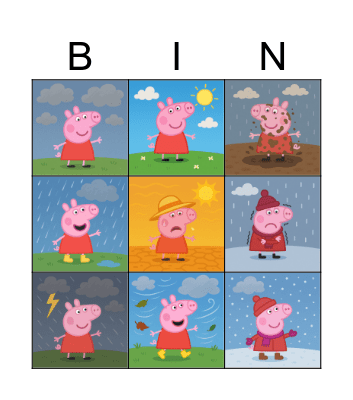 What's the weather like ? Bingo Card