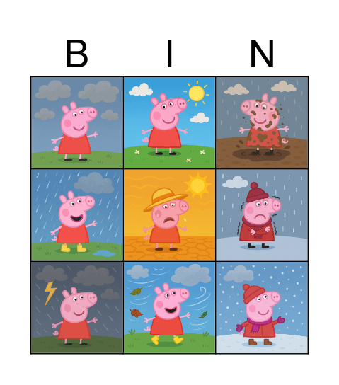 What's the weather like ? Bingo Card