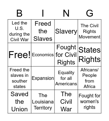 Citizen's Bingo Card