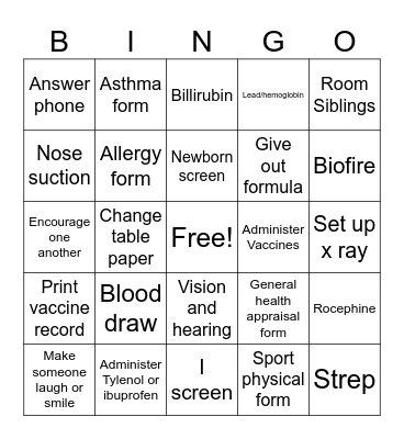 Medical Assistant Bingo Card