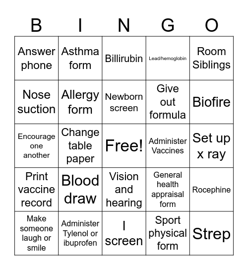 Medical Assistant Bingo Card
