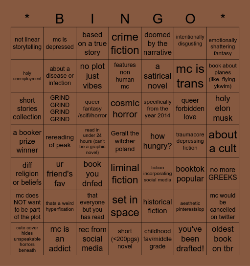 BOOKBINGO ROUND TWOOOOO Bingo Card