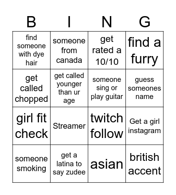 umingle bingo Card