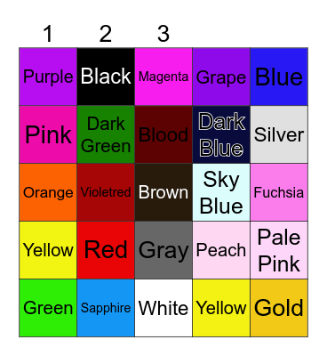 Color Bingo Card