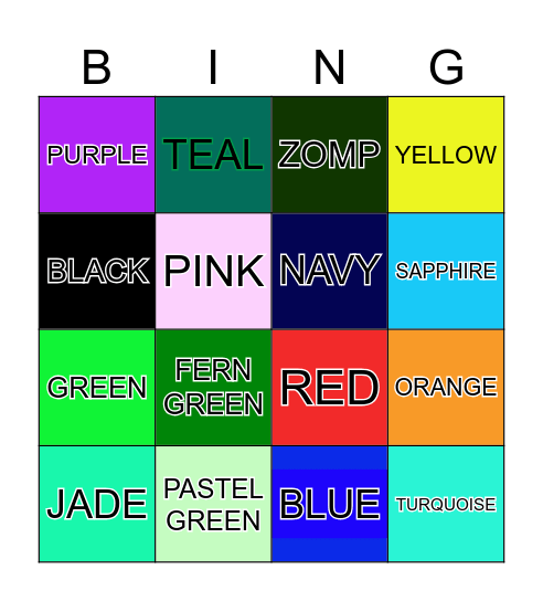 COLOURS AND NUMBERS Bingo Card