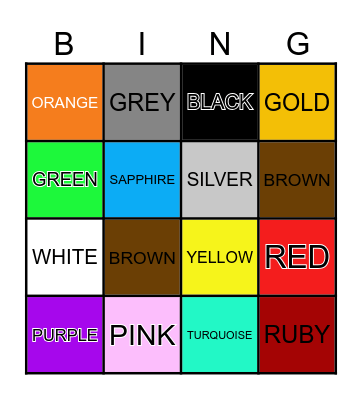 COLOURS AND NUMBERS Bingo Card