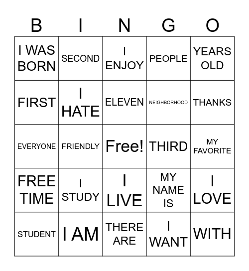 Untitled Bingo Card