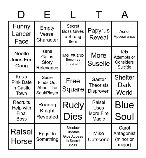 DELTARUNE Ch6 Bingo Card