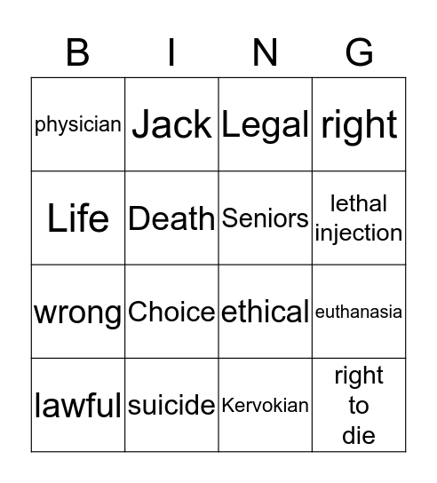 Dr. Kervokian Bingo Card