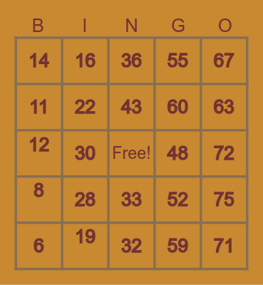 MGVG CARDS Bingo Card