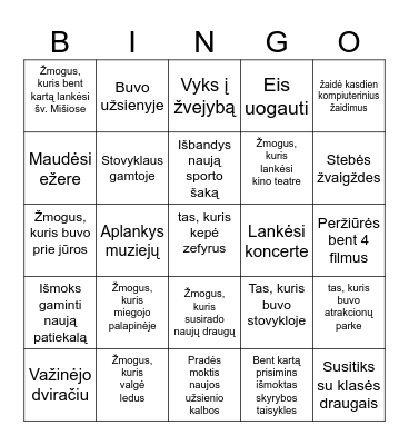 Vasaros atostogų metu... Bingo Card
