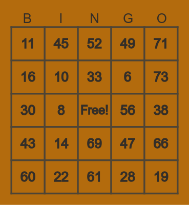 MGVG CARD Bingo Card