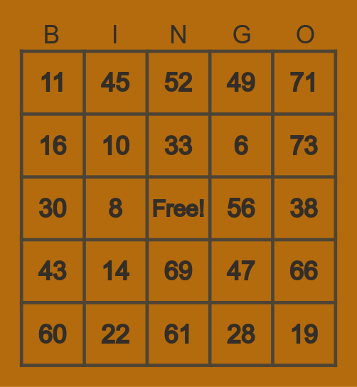 MGVG CARD Bingo Card