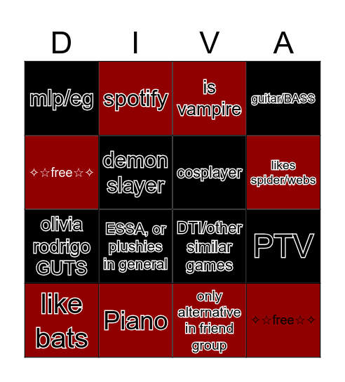 the beautiful baddielicious Bingo Card