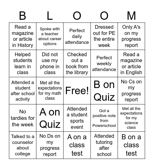 Bloom Bingo Celebration Card Bingo Card