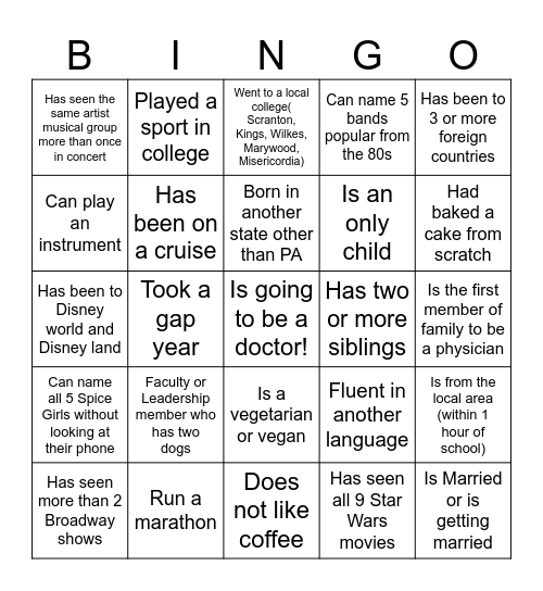 Untitled Bingo Card