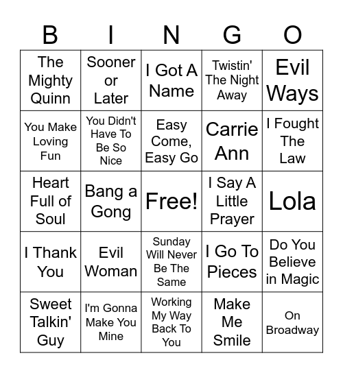 Mix 1 (set 7) Bingo Card