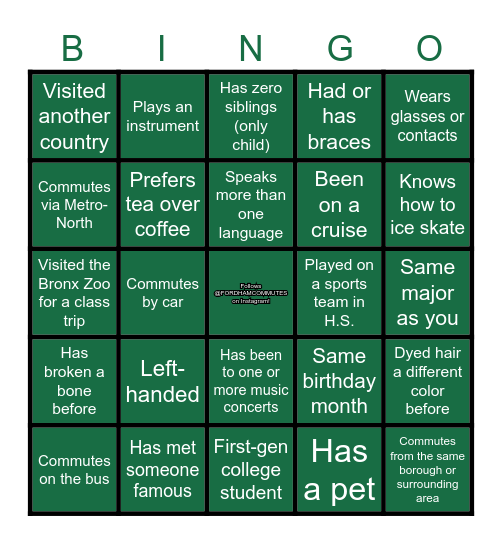 New Bestie Bingo Card