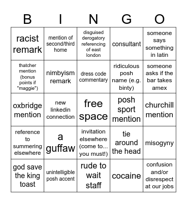 Spencer's 2026 Summer Dinner Bingo Card