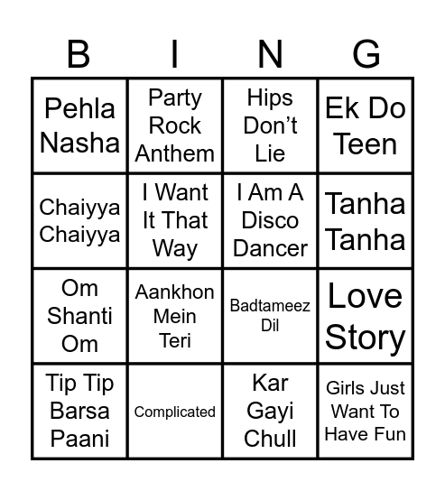 Musical bingo!! Bingo Card