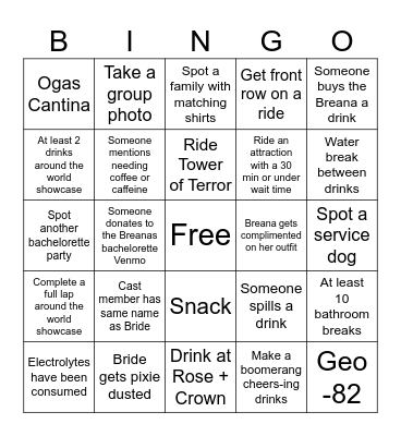 Breanas Disney Bach Day Bingo Card