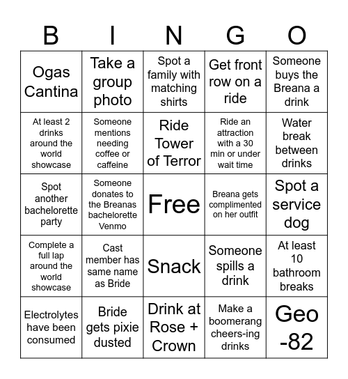 Breanas Disney Bach Day Bingo Card